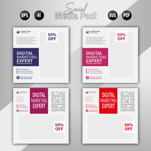 digital marketing agency and corporate social media post template cover image.