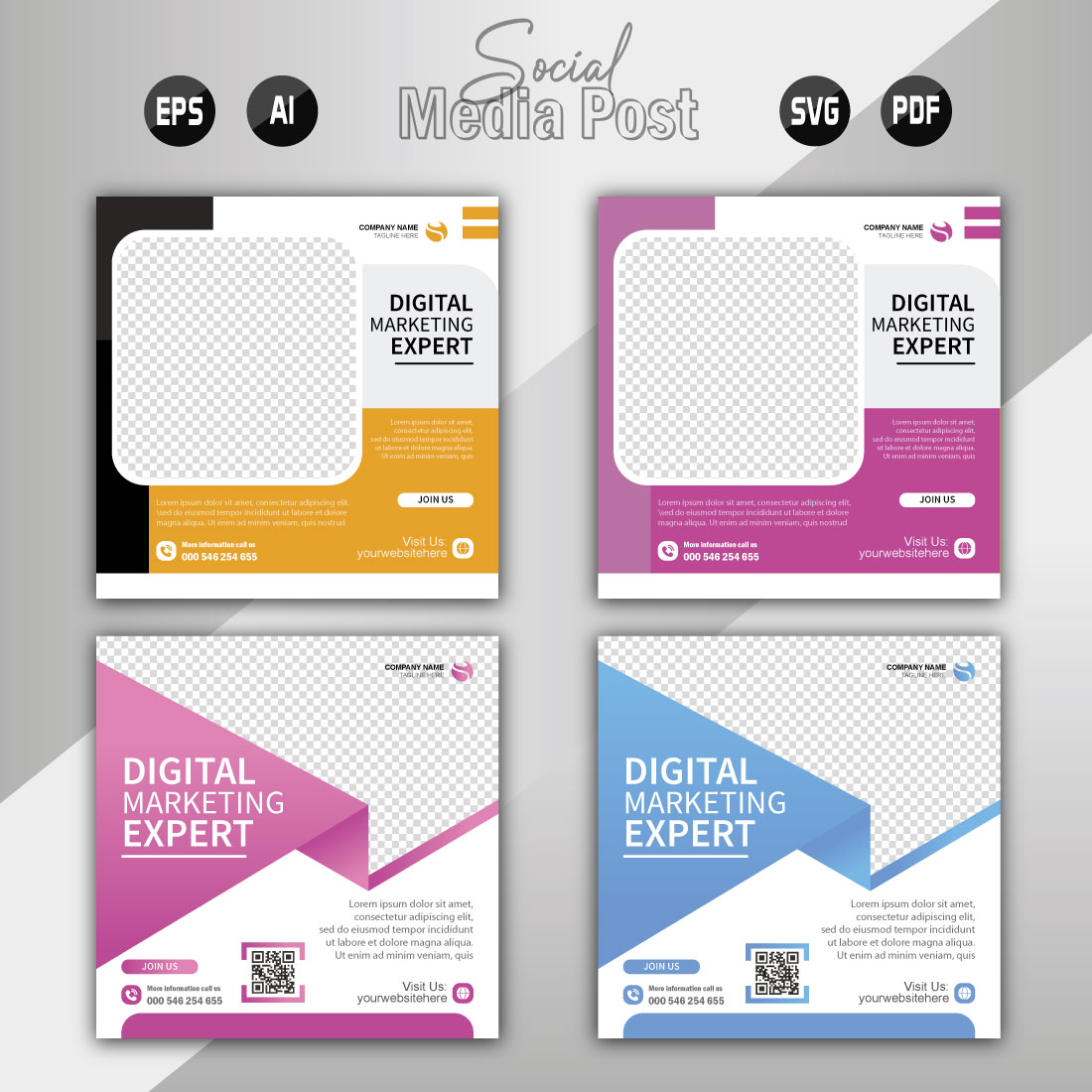 digital marketing agency and corporate social media post template cover image.