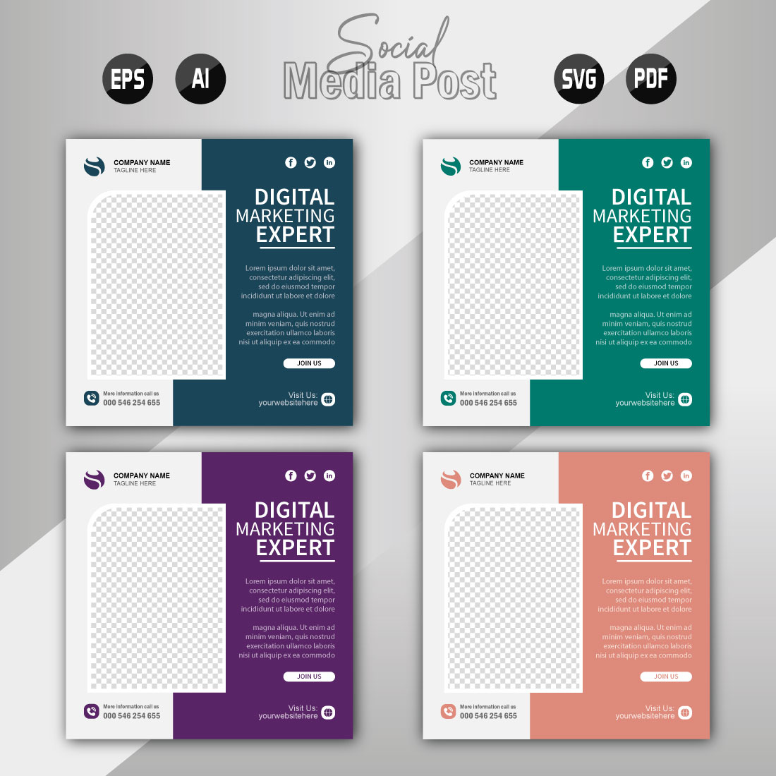 digital marketing agency and corporate social media post template cover image.