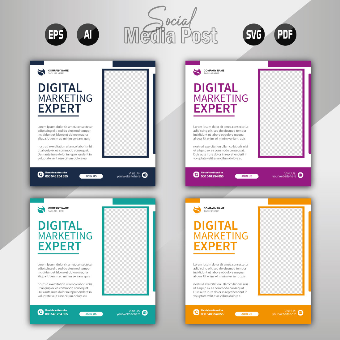 digital marketing agency and corporate social media post template cover image.