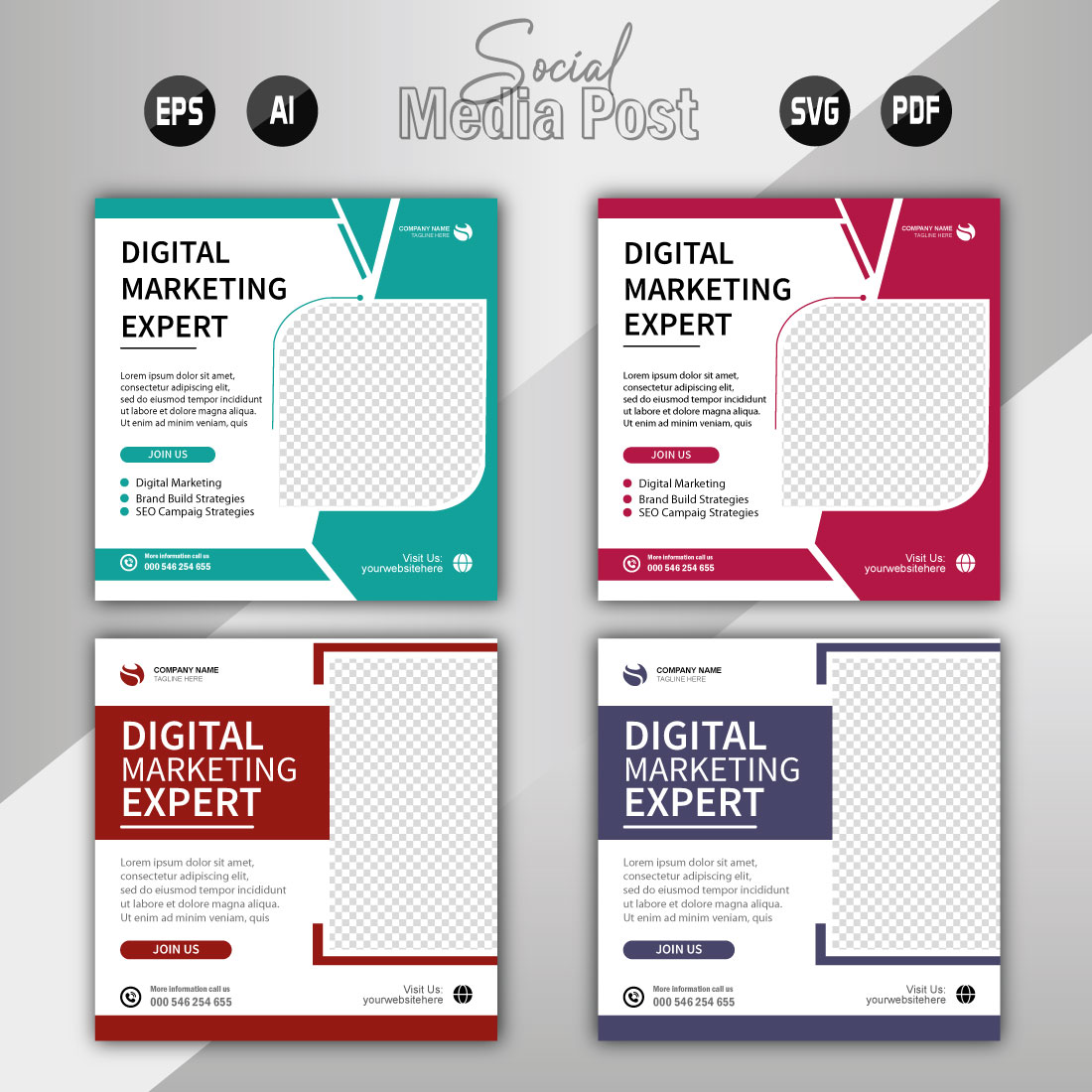 digital marketing agency and corporate social media post template cover image.