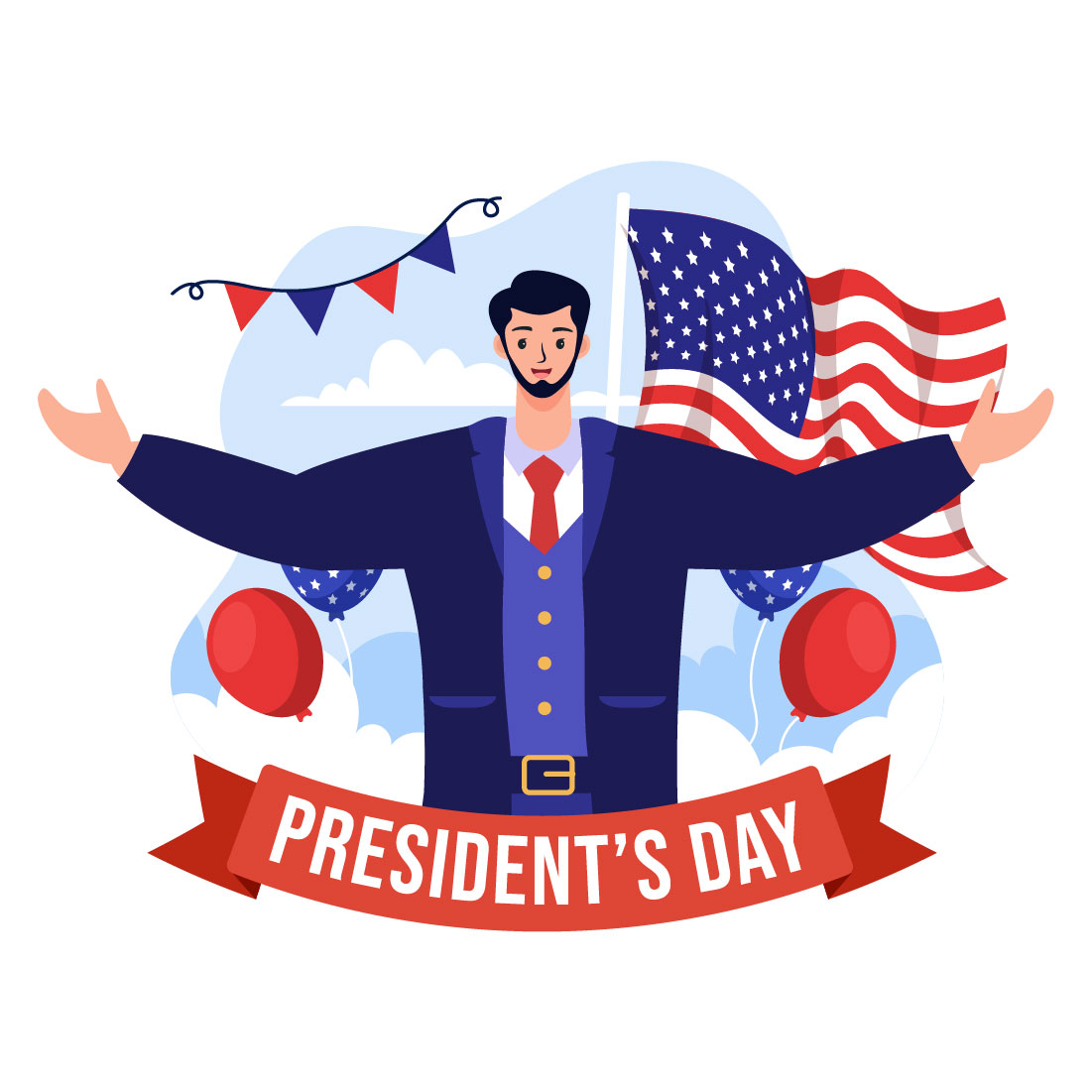 15 Happy Presidents Day Illustration preview image.