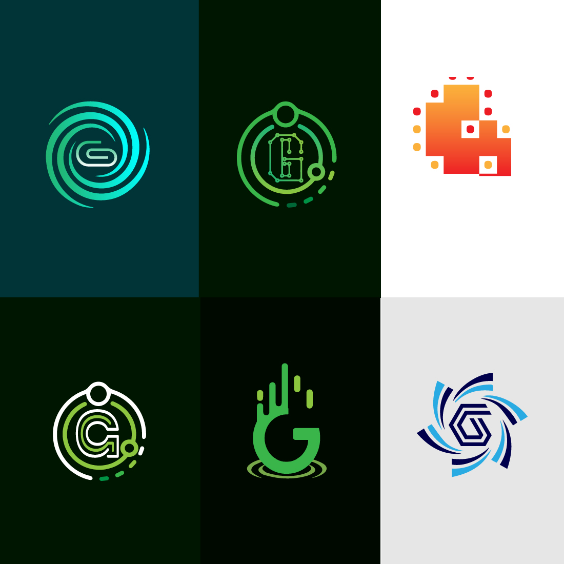 G Letter 6 Unique Concepts Logo Design cover image.