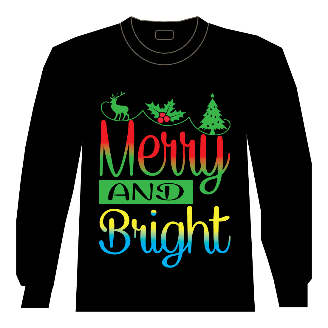 Christmas Merry and Bright T-Shirt Design cover image.