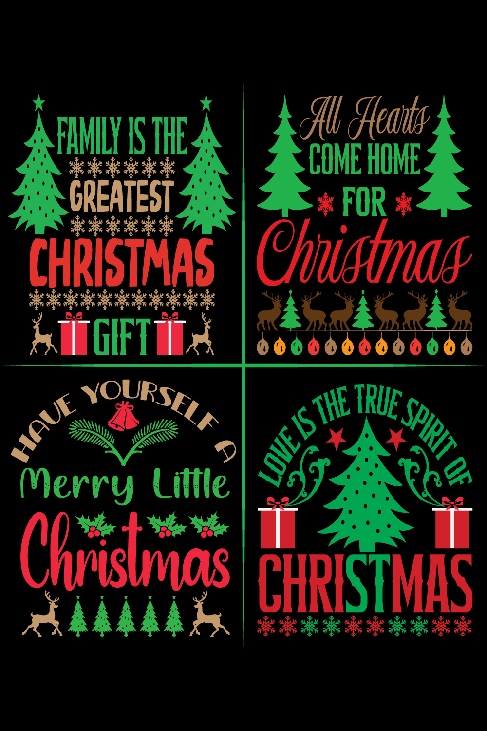 Christmas T-Shirt Design Bundle pinterest preview image.
