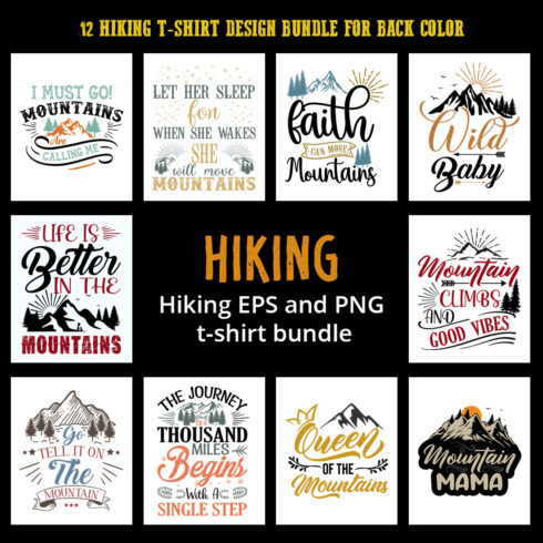Hiking T-shirt design Bundle cover image.