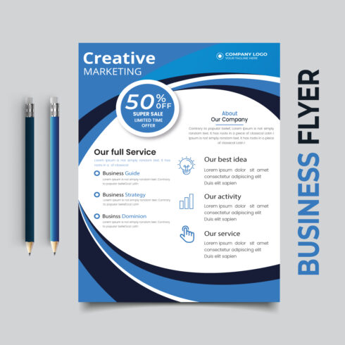Blue Abstract Business Brochure Template, Flyer or Annual Report cover image.