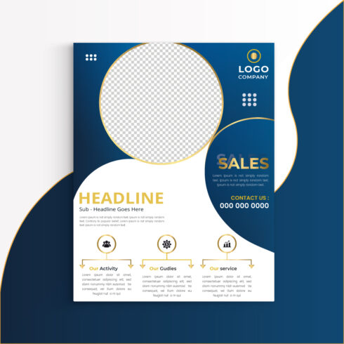 Geometric circle abstract business flyer, annual report, magazine, booklet-Blue, Dark blue cover image.