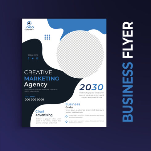 Corporate business flyer, Brochure cover design layout for business stock illustration with blue color, a4 size cover image.