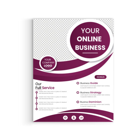 Magenta color circle shape Corporate business flyer profassional simple colorful flyer design template for print cover image.