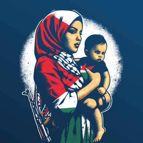 Mother and son t-shirt depicting the suffering and struggle of Palestine cover image.