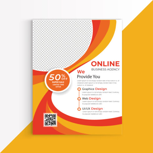 Orange Abstract shape business flyer annual report, industrial catalog cover image.