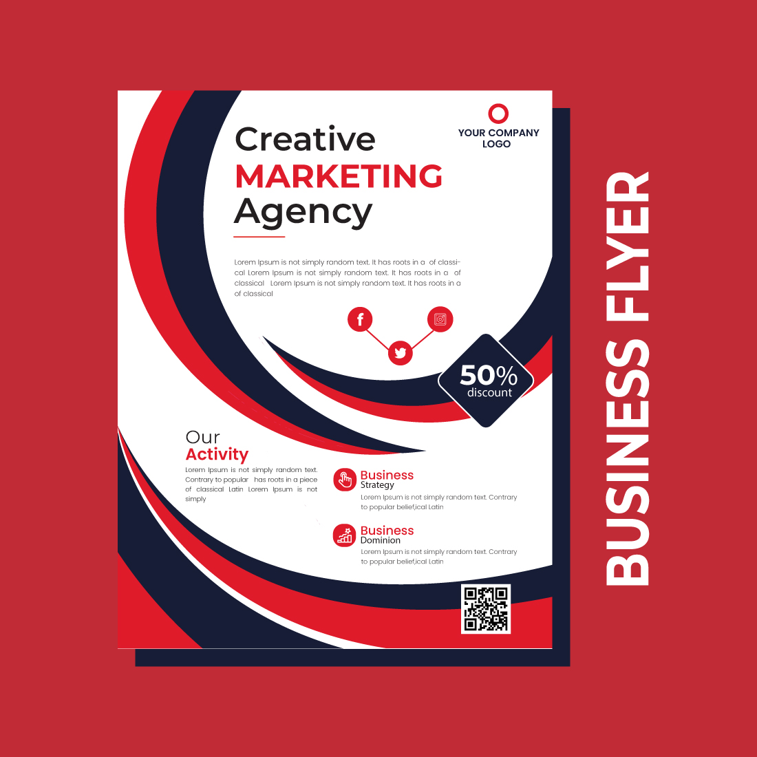 Red triangle business annual report brochure flyer design template vector, Leaflet cover presentation preview image.