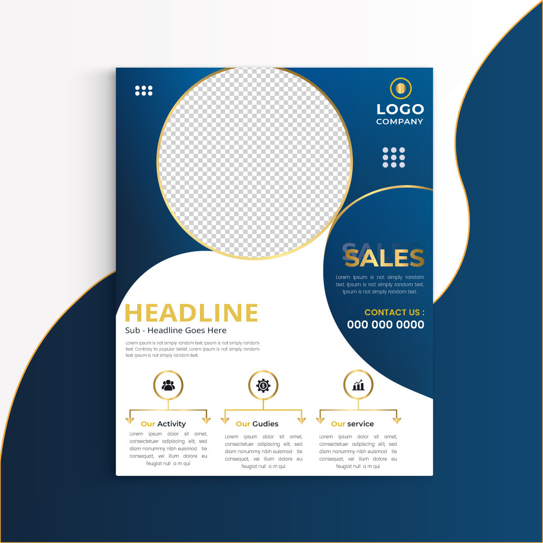 Geometric circle abstract business flyer, annual report, magazine, booklet-Blue, Dark blue preview image.