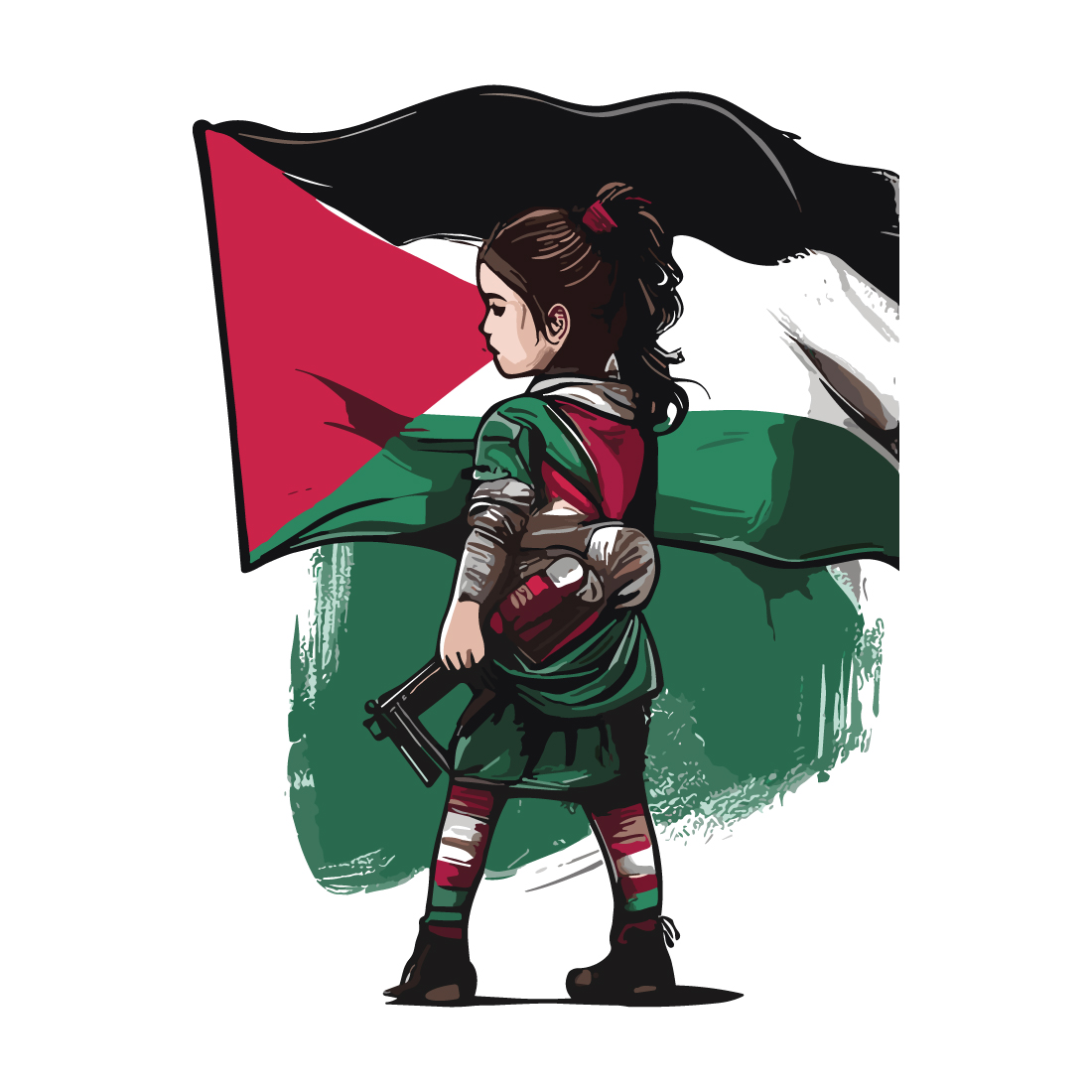Professional t-shirt depicting the suffering and struggle of Palestine with letter or flag preview image.