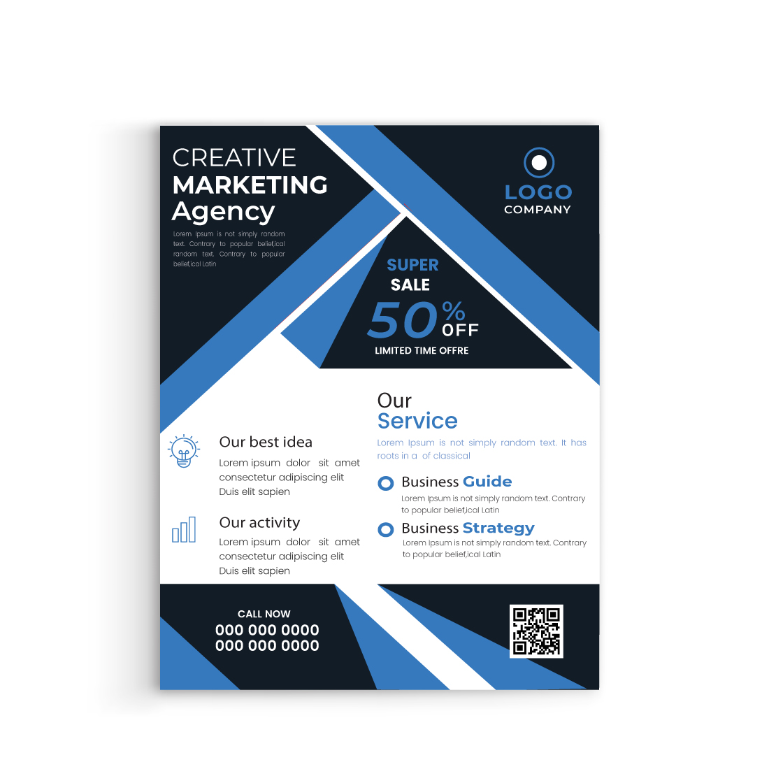 Business flyer template for annual report, Vector template in A4 layout preview image.