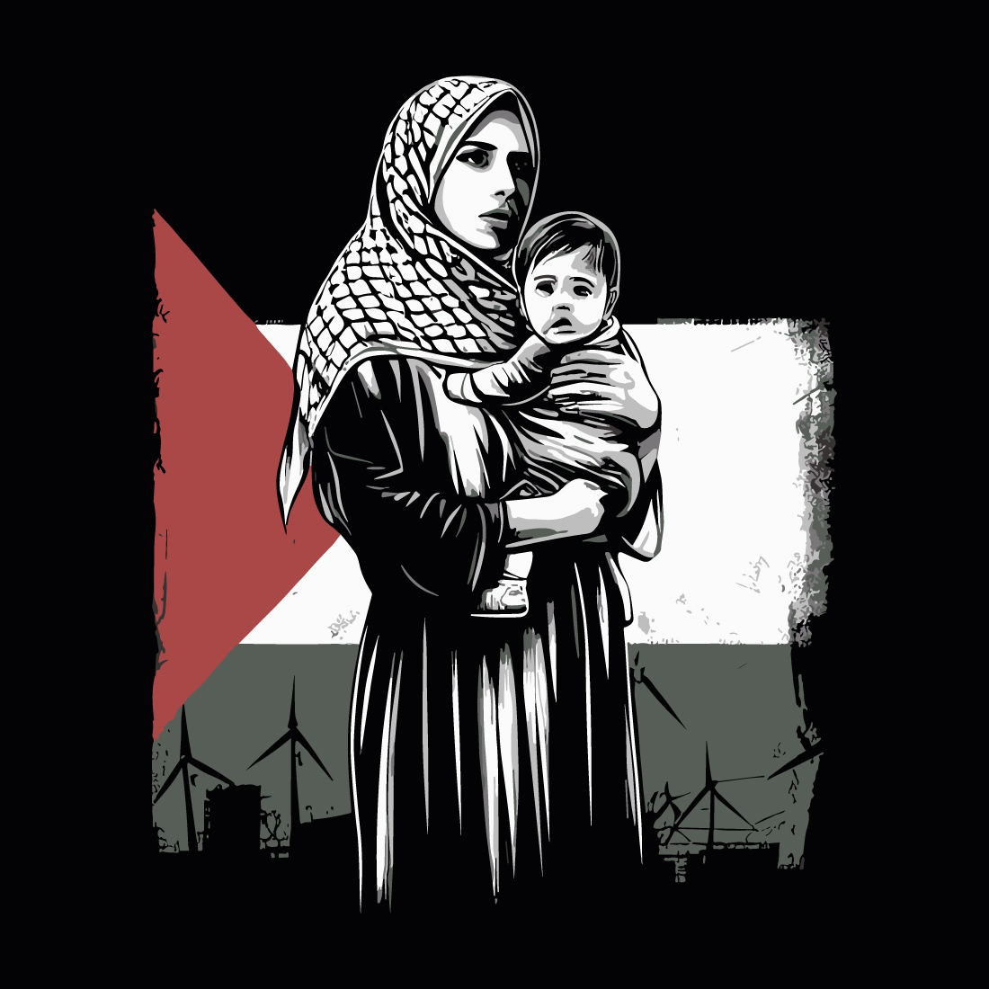 This is the Professional t-shirt depicting the suffering and struggle of Palestine with letter or flag preview image.