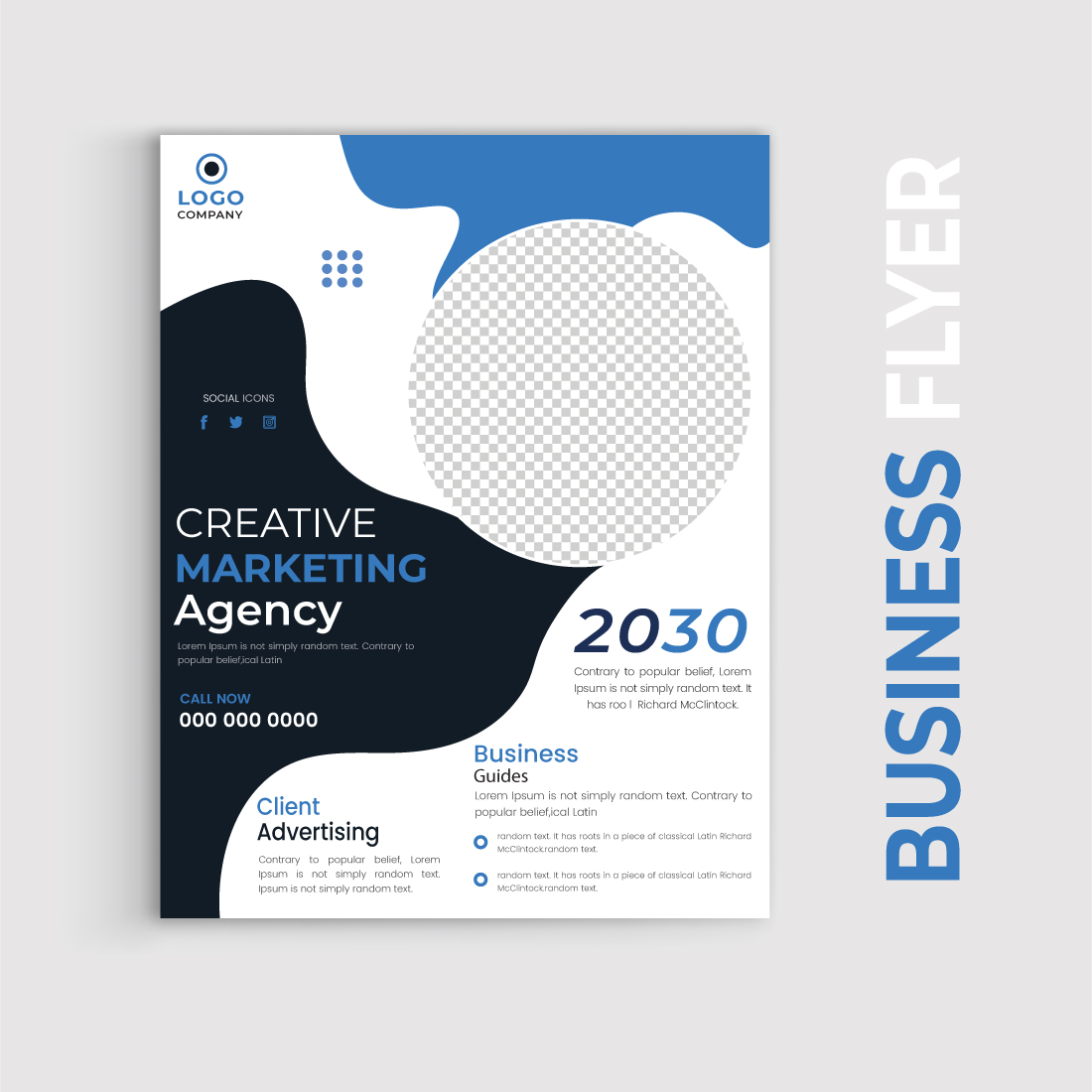 Corporate business flyer, Brochure cover design layout for business stock illustration with blue color, a4 size preview image.