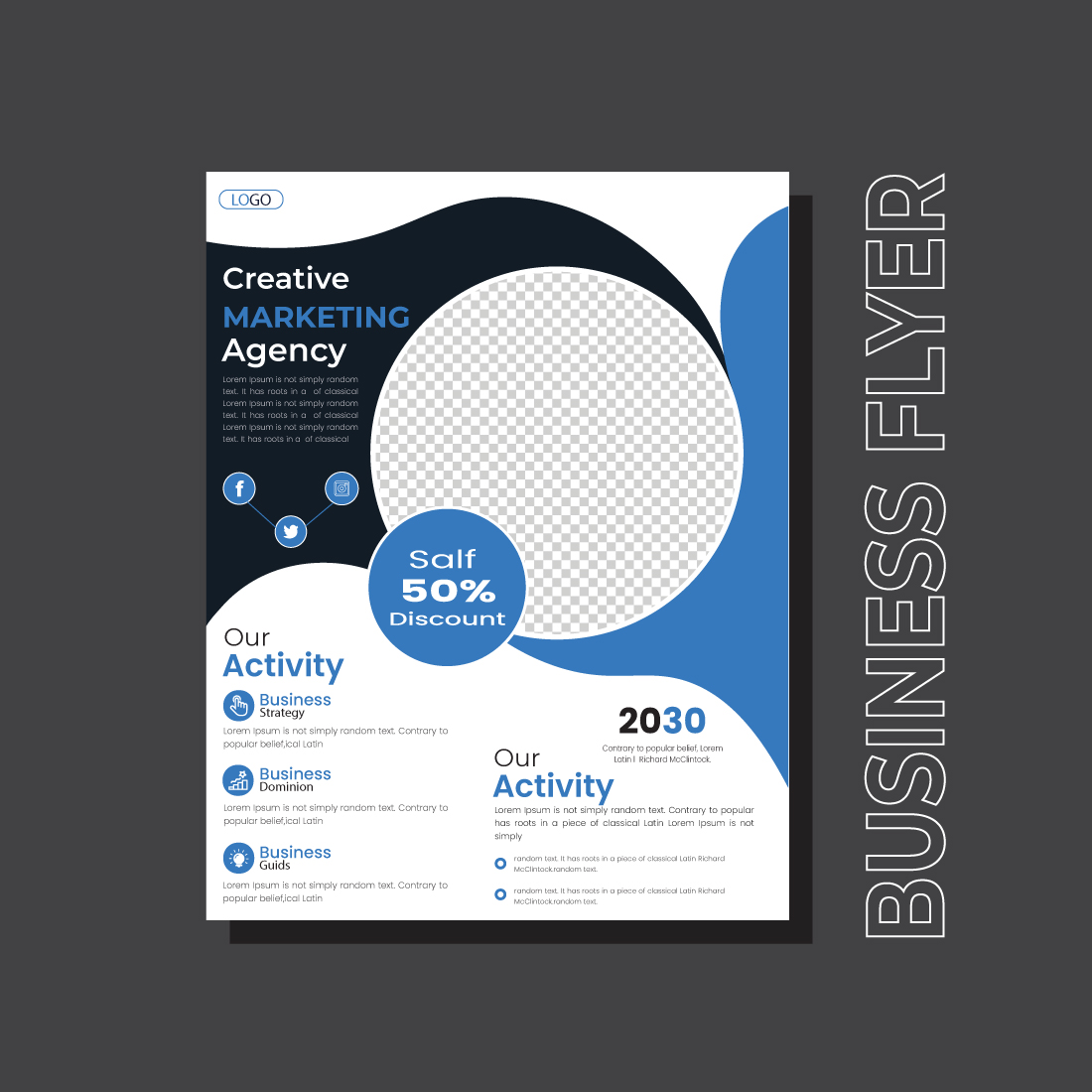 Cycle wavy Annual report or business flyer template design preview image.