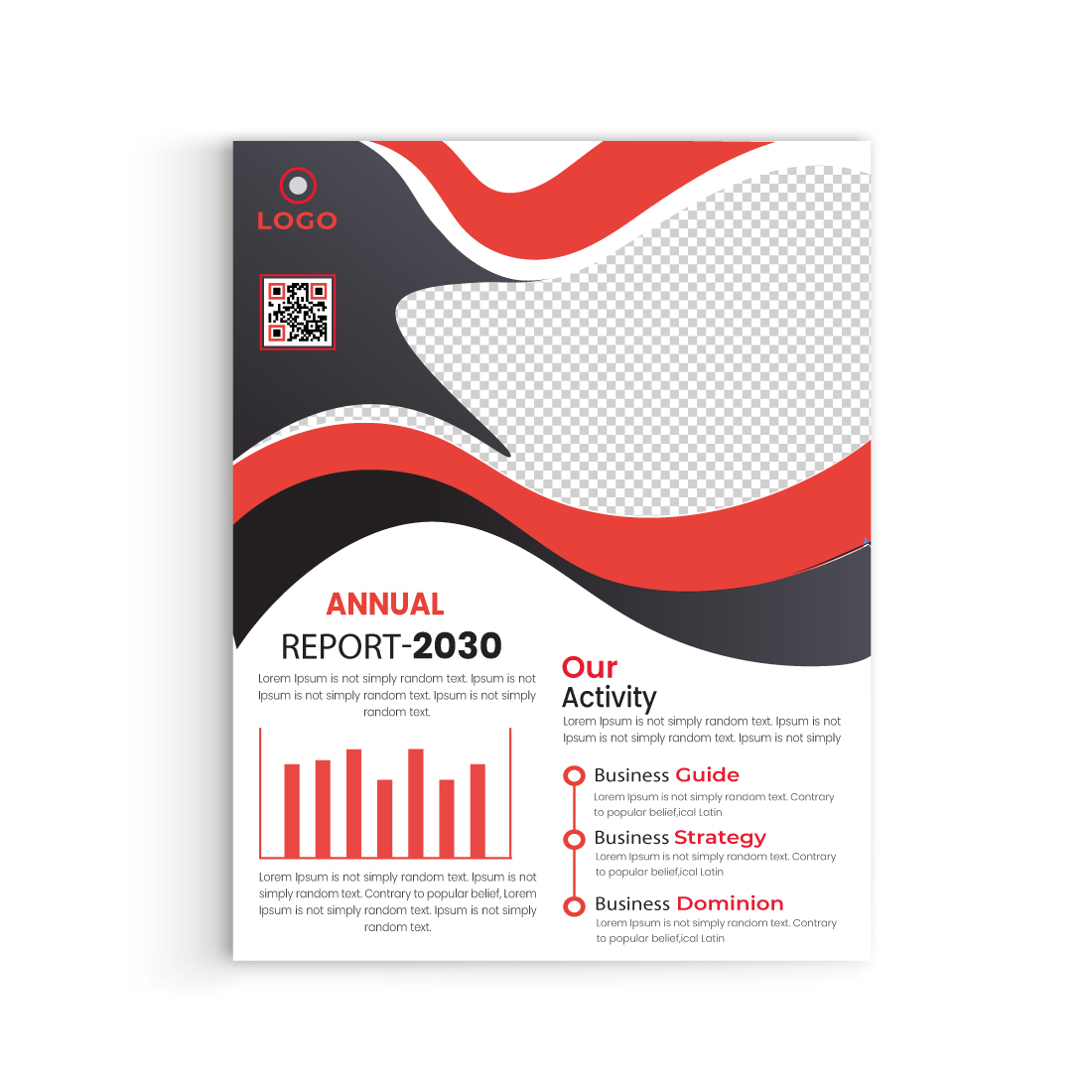 Red and black Poster Brochure Flyer design Layout vector template preview image.