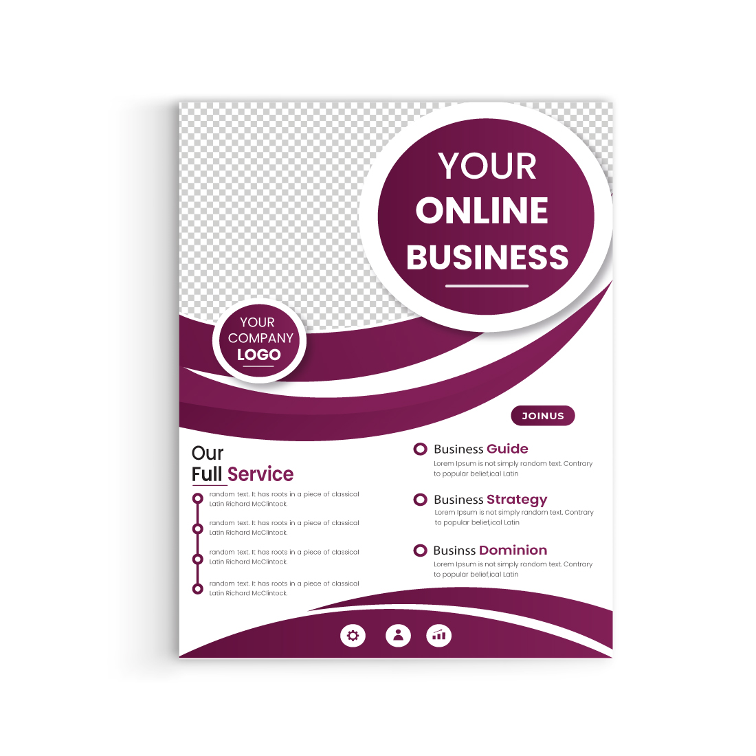 Magenta color circle shape Corporate business flyer profassional simple colorful flyer design template for print preview image.