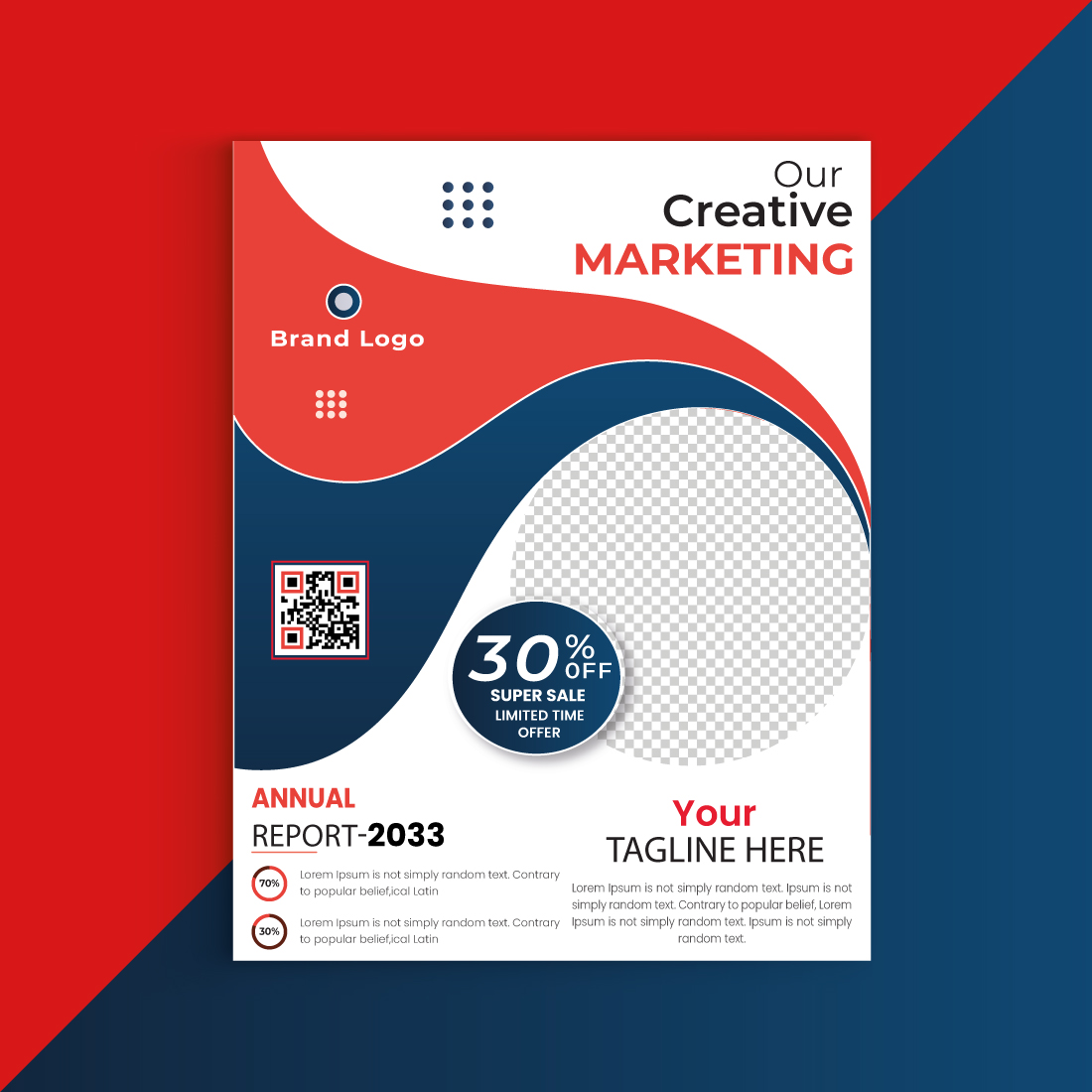Red and blue circle Annual report brochure flyer design, Leaflet presentation, book cover templates preview image.
