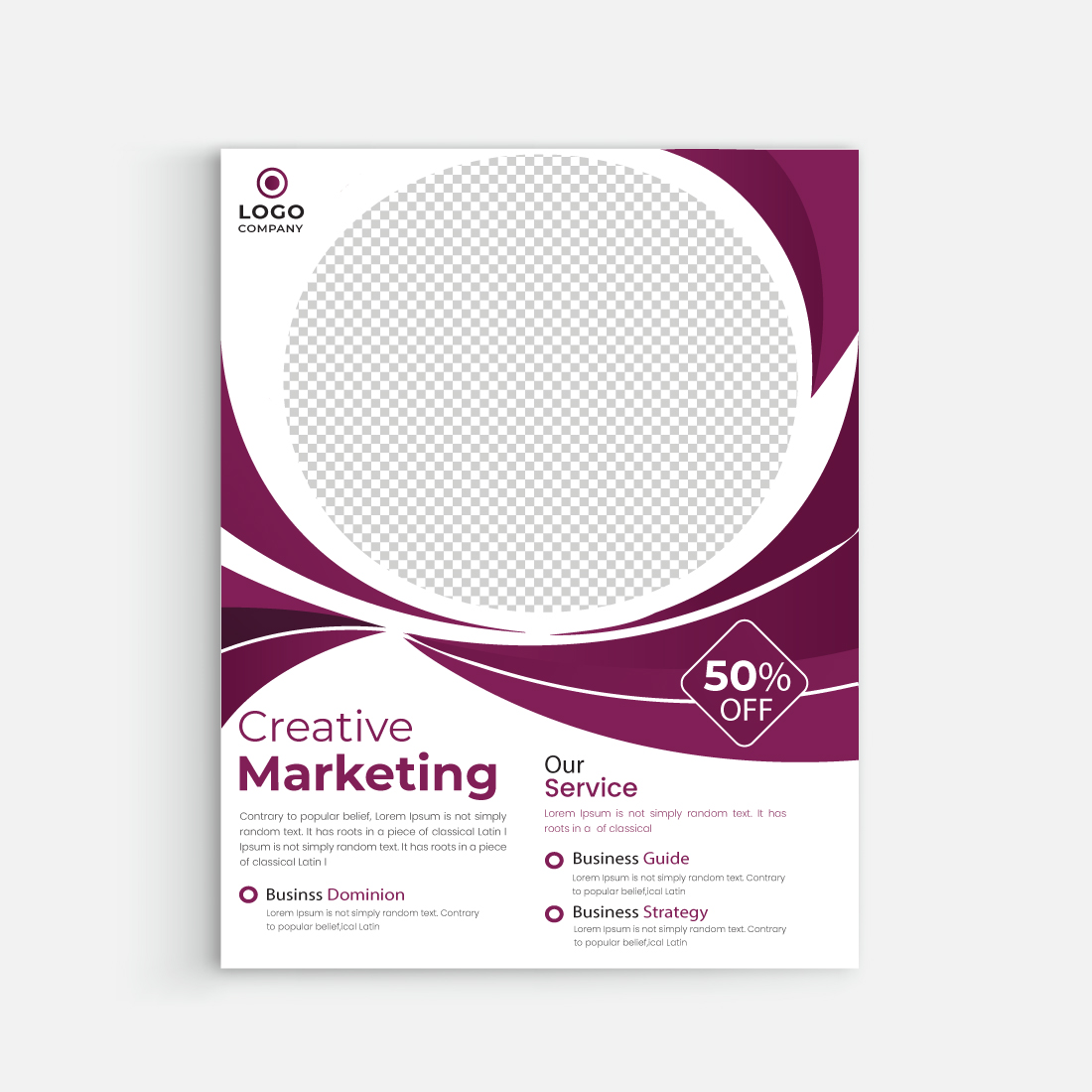 magenta color circle Abstract flyers, magazine for branding preview image.