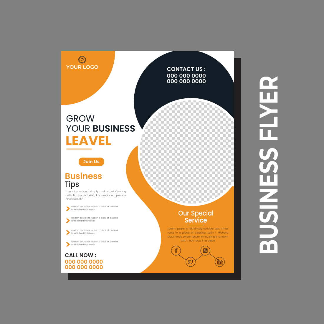 Orange Brochure, AnnualReport, Magazine, Poster, Corporate Presentation, Portfolio bright concept circle round shape preview image.