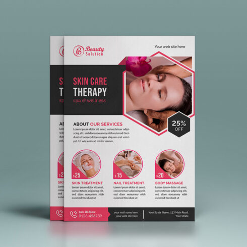 Beauty and spa salon flyer template design cover image.
