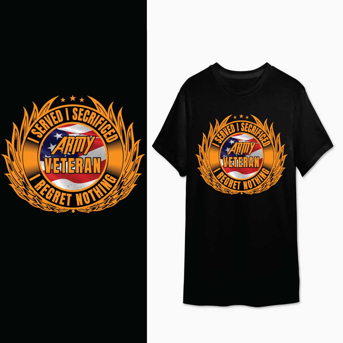 Motivational Veteran T-Shirt Design” preview image.