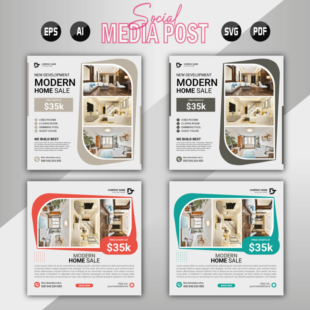 Vector modern home sale social media post template - MasterBundles