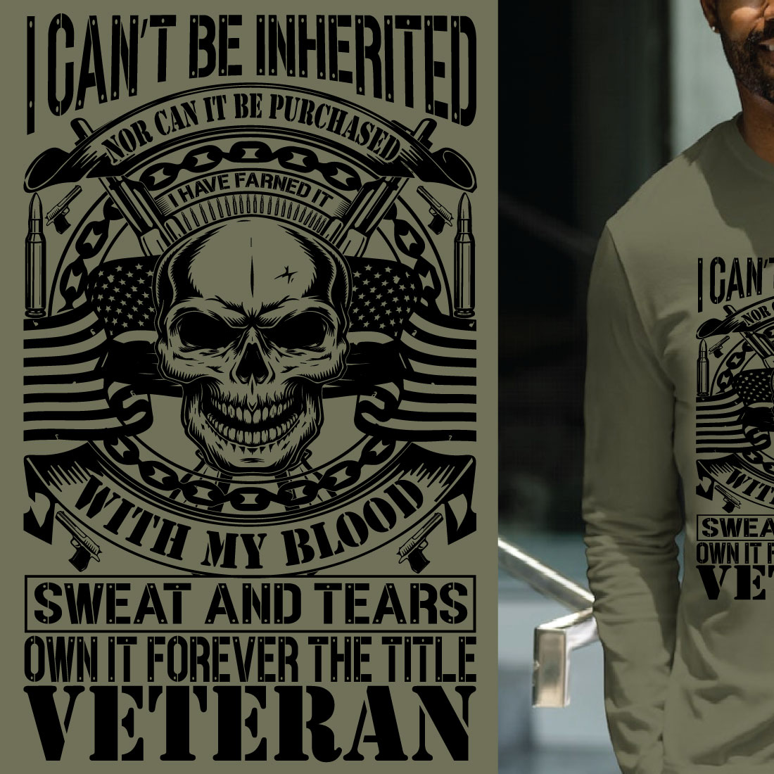 Motivational Veteran T-Shirt Design'' preview image.