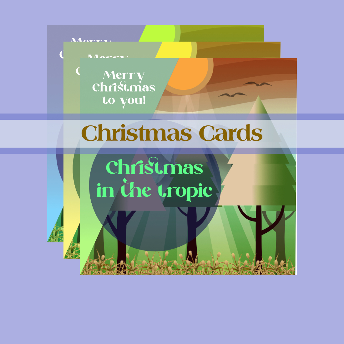 3 Christmas in the Tropic Cards preview image.