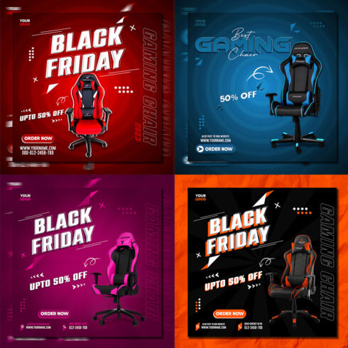 4 Creative Social Media Black Friday Sales Poster Design cover image.
