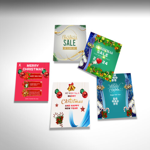 Beautiful Merry Christmas Poster 2024 bundle of 5 cover image.
