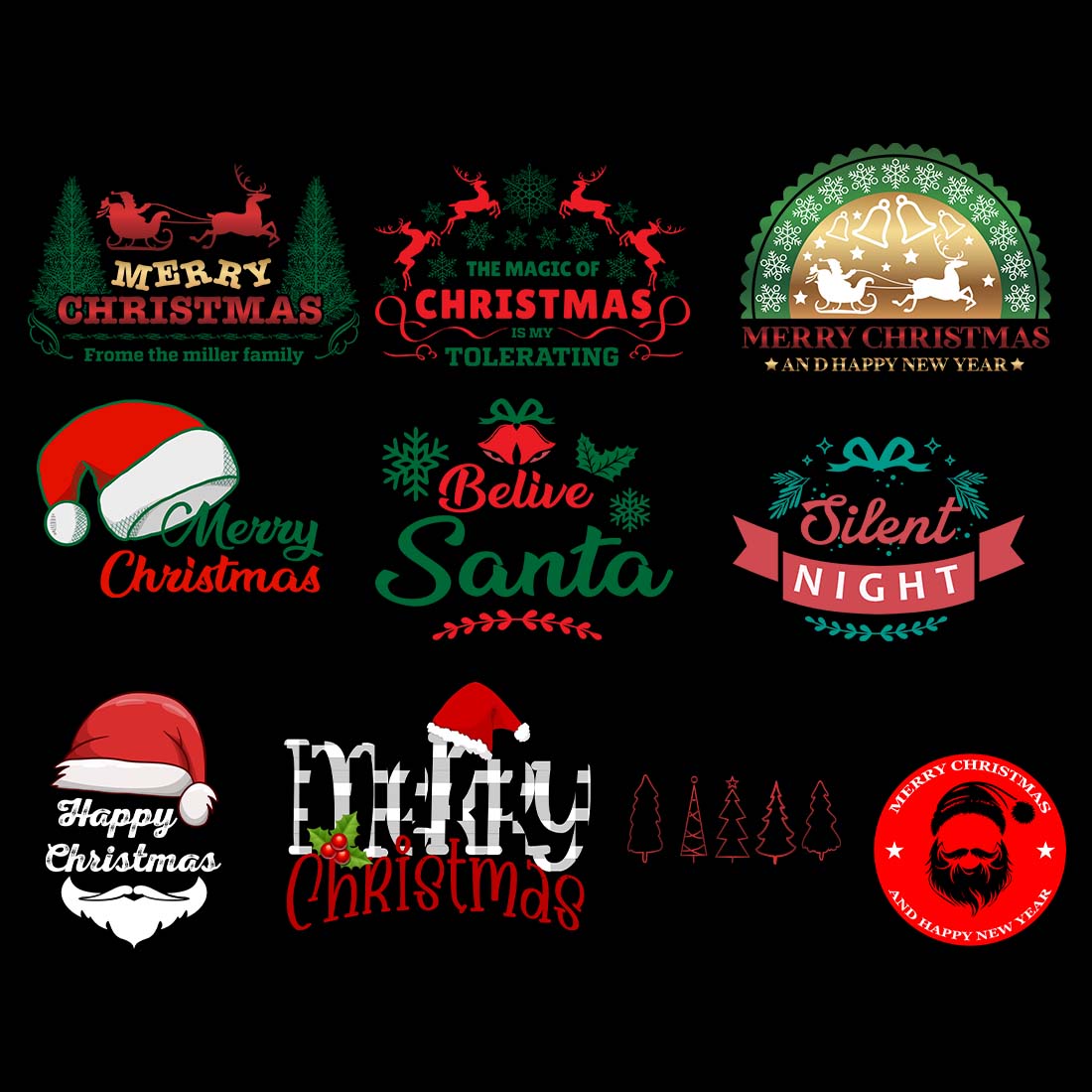 10 Christmas T Shirt Designs preview image.