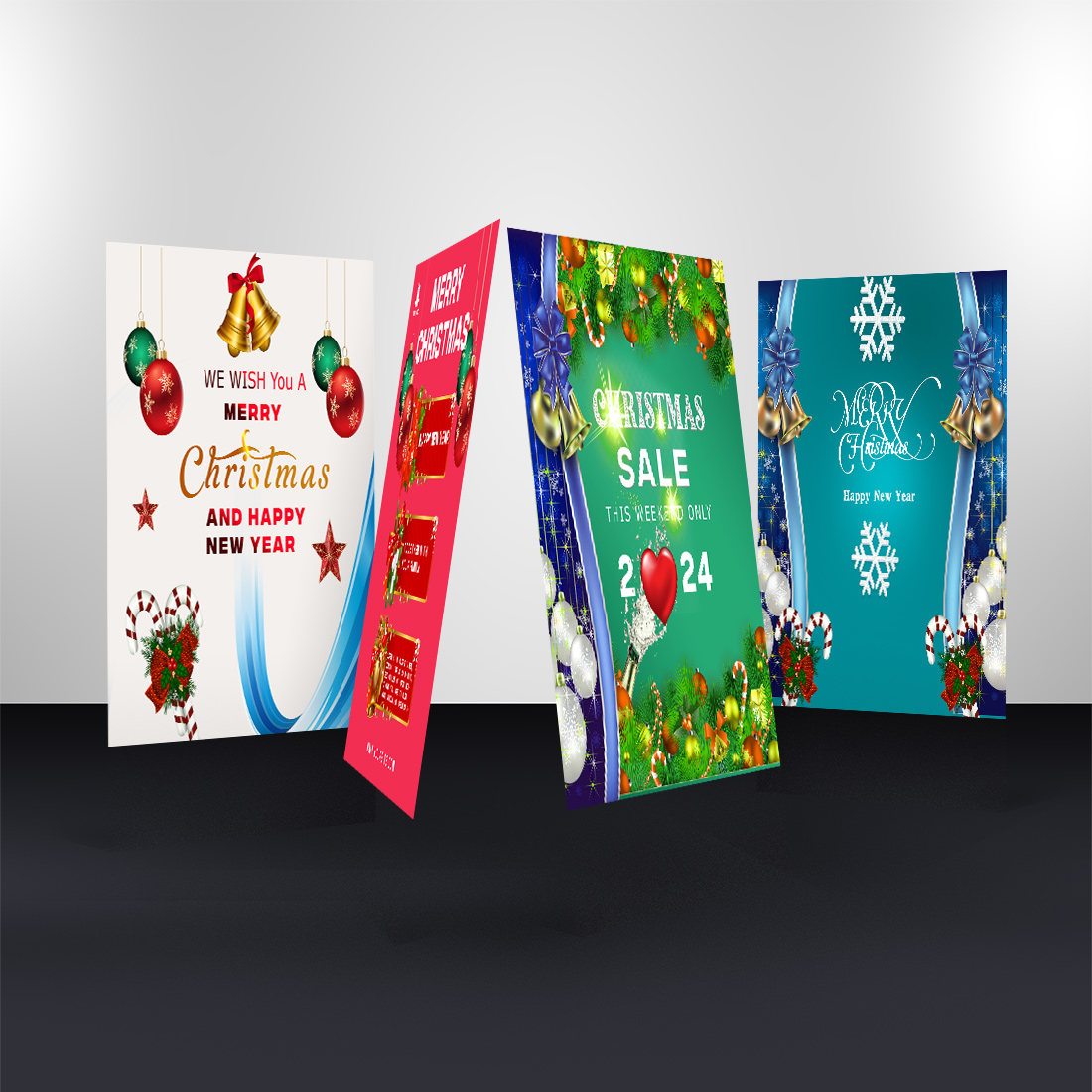 Beautiful Merry Christmas Poster 2024 bundle of 5 preview image.