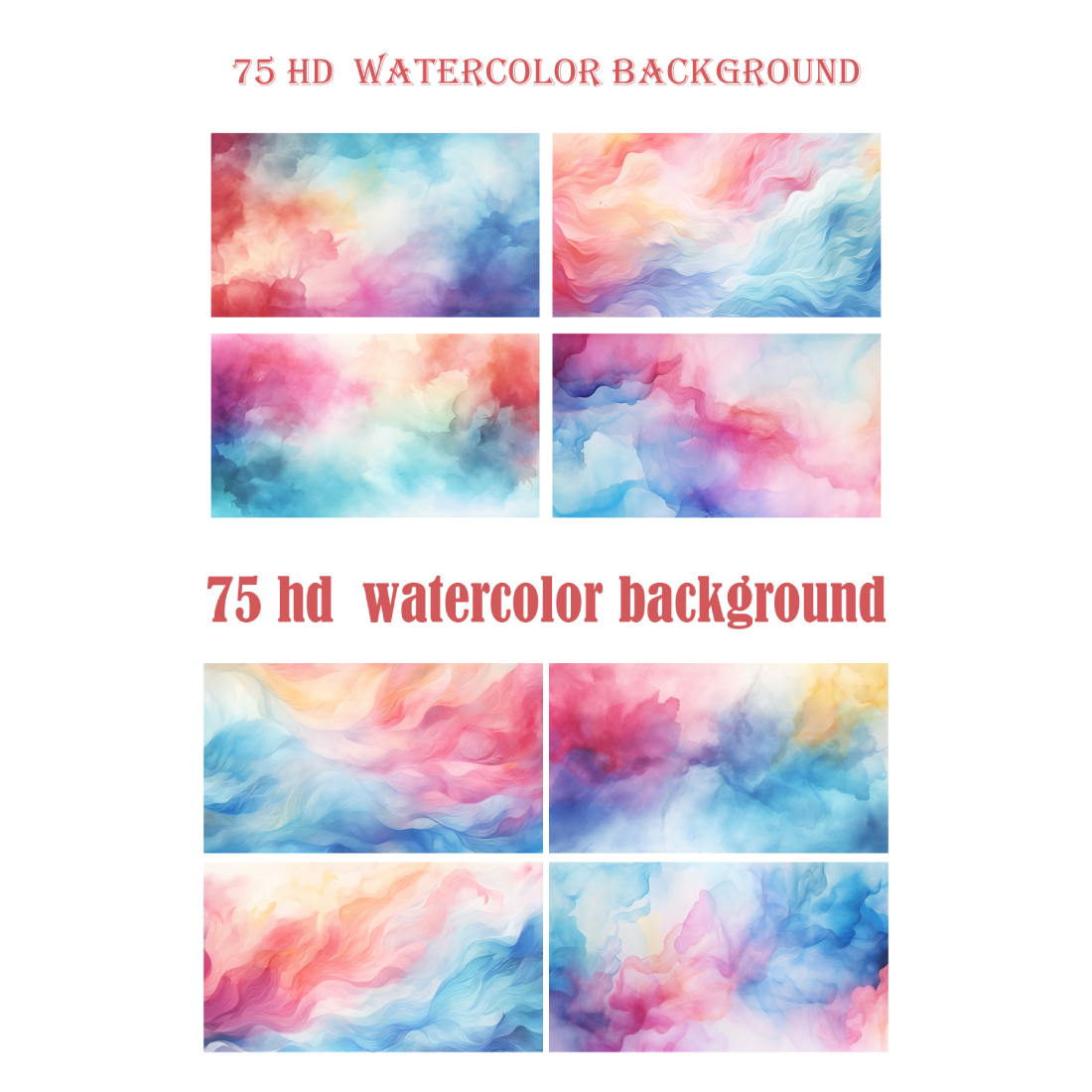 75 HD WATERCOLOR BACKGROUND BUNDLE preview image.