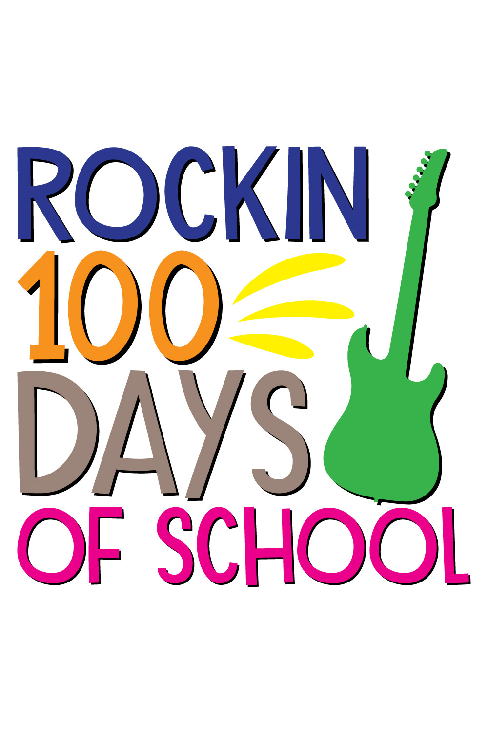 Rockin 100 days of school / 100 days of school t-shirt design pinterest preview image.