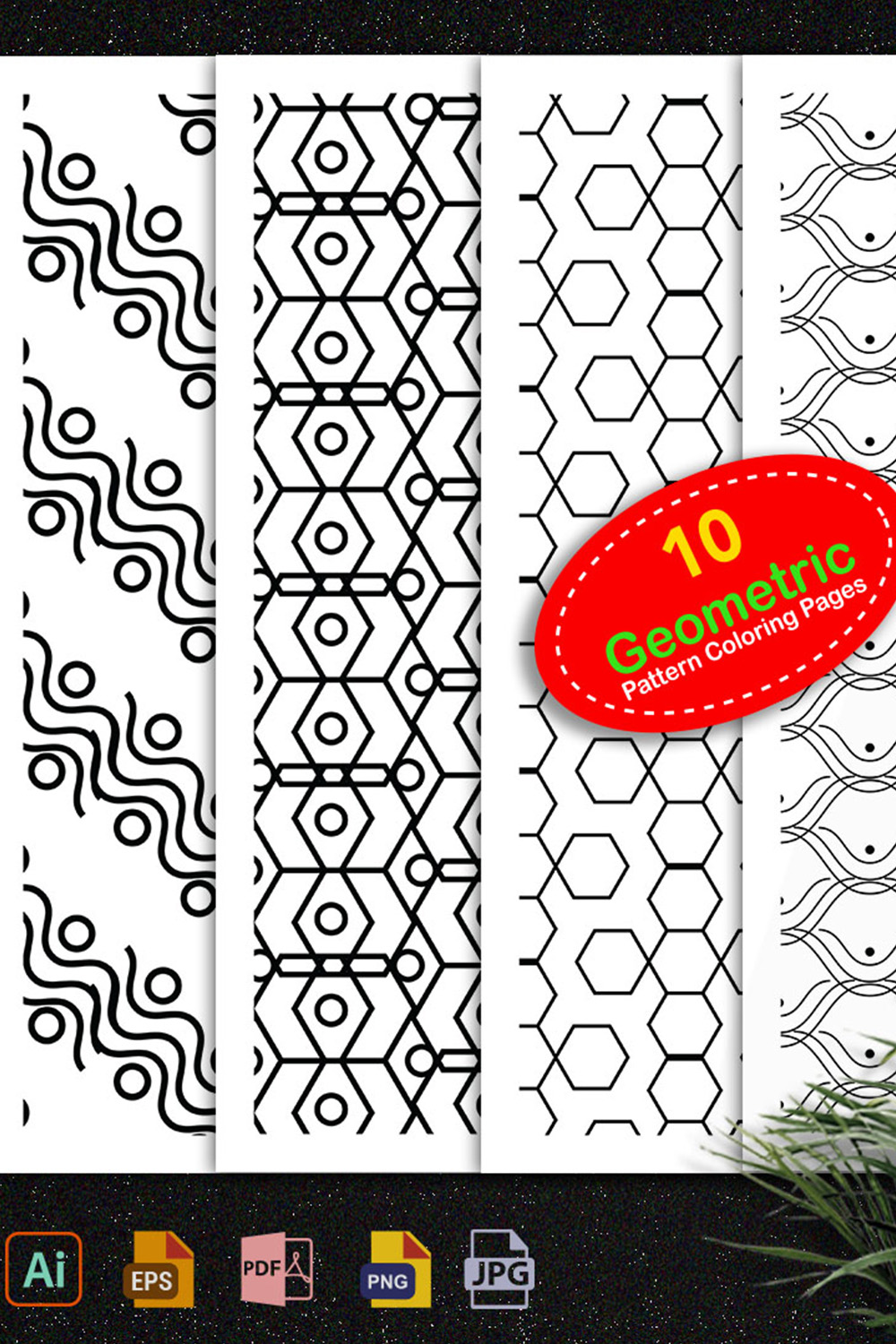 Geometric Seamless Pattern Digital Papers pinterest preview image.