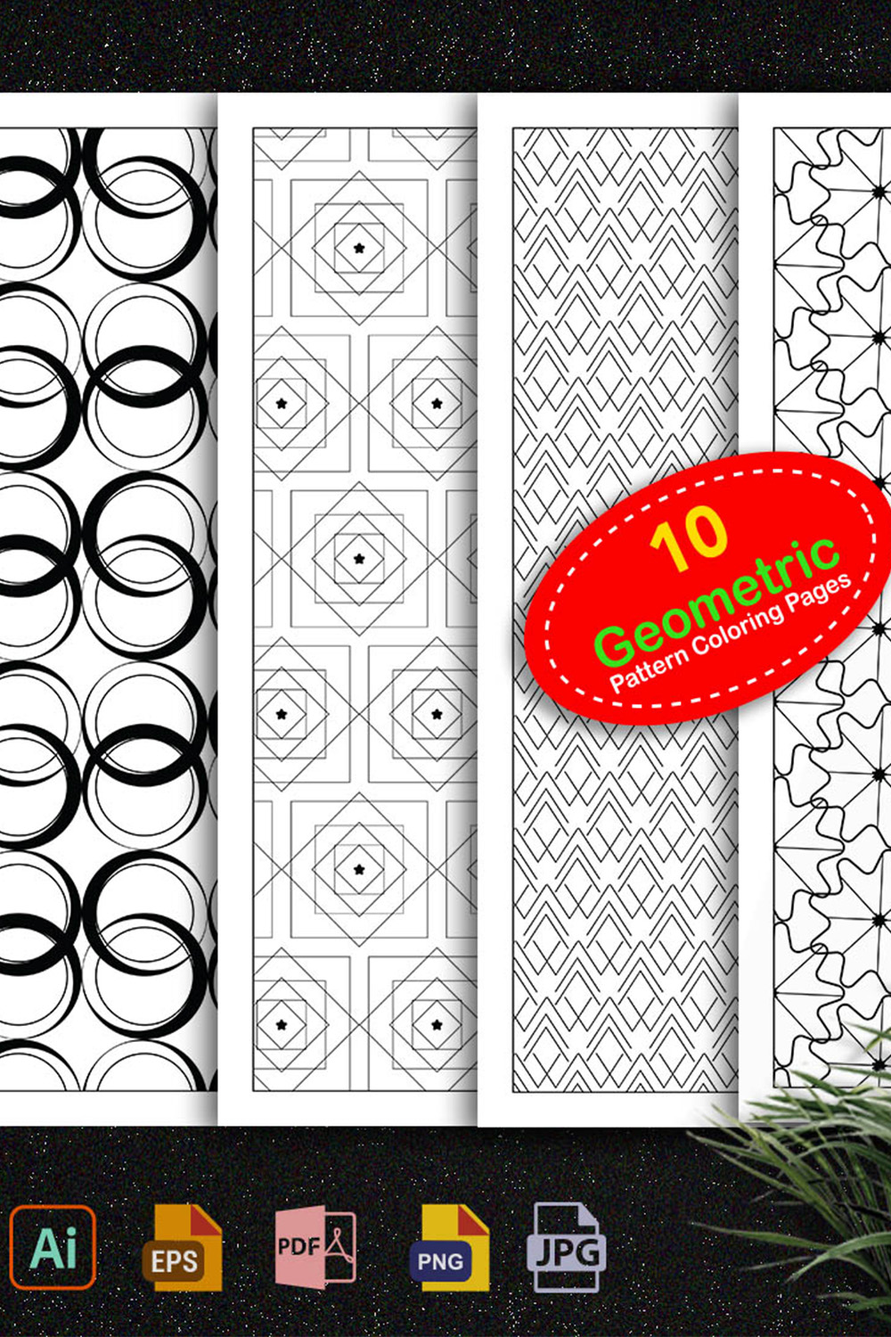 KDP Geometric Pattern Digital Papers pinterest preview image.
