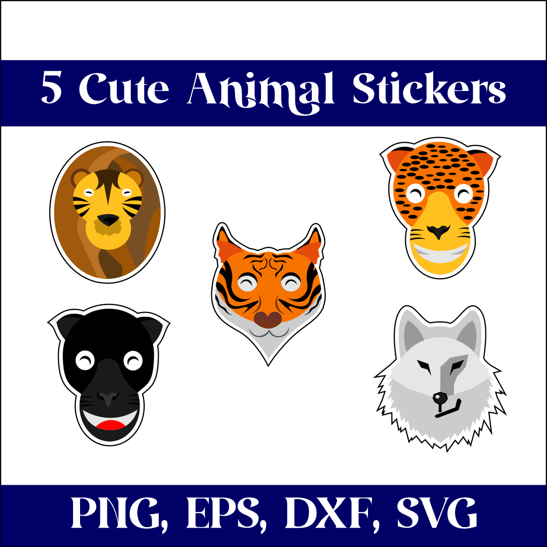 5 Cute Animal Stickers for your cover image.