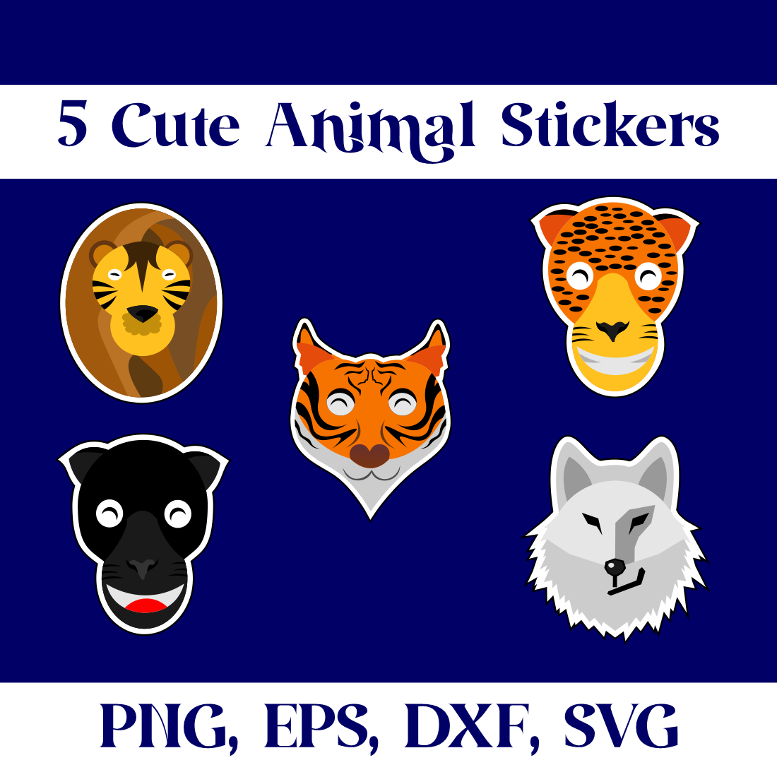 5 Cute Animal Stickers for your preview image.