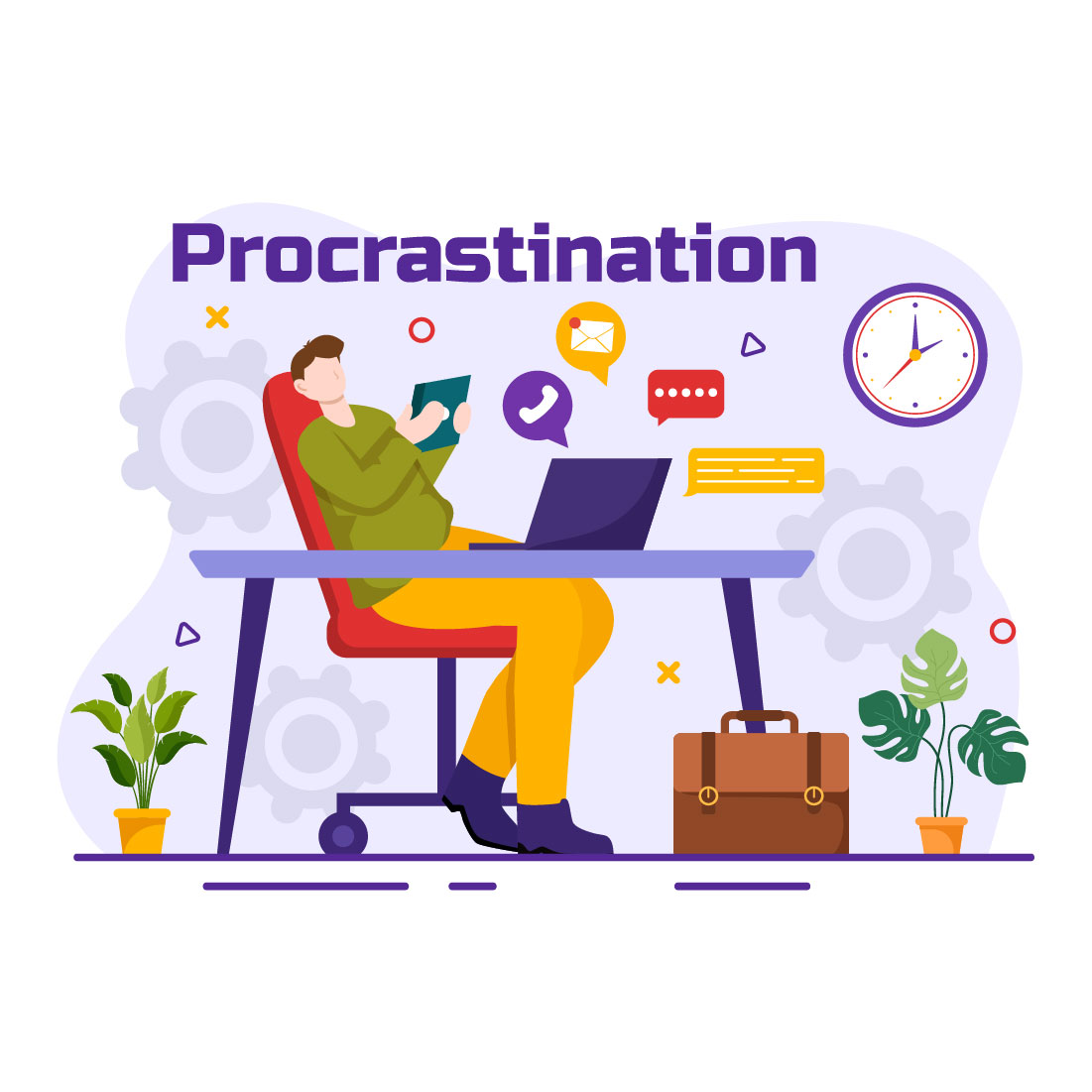 12 Procrastination Vector Illustration preview image.