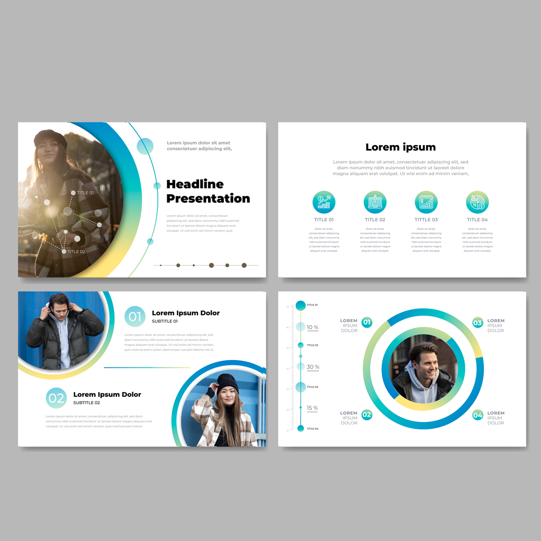 Vector gradient business presentation templates preview image.