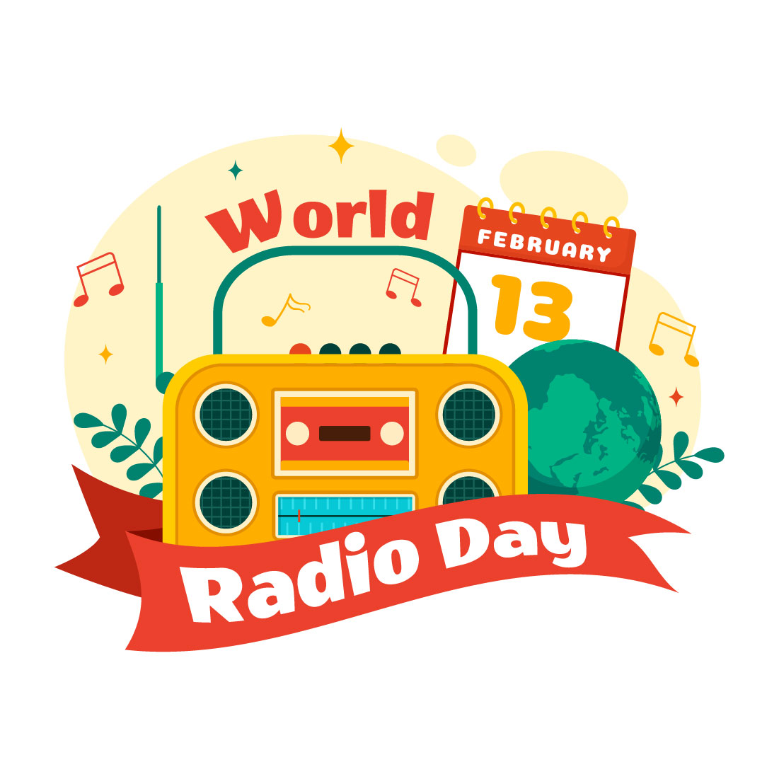 13 World Radio Day Illustration preview image.