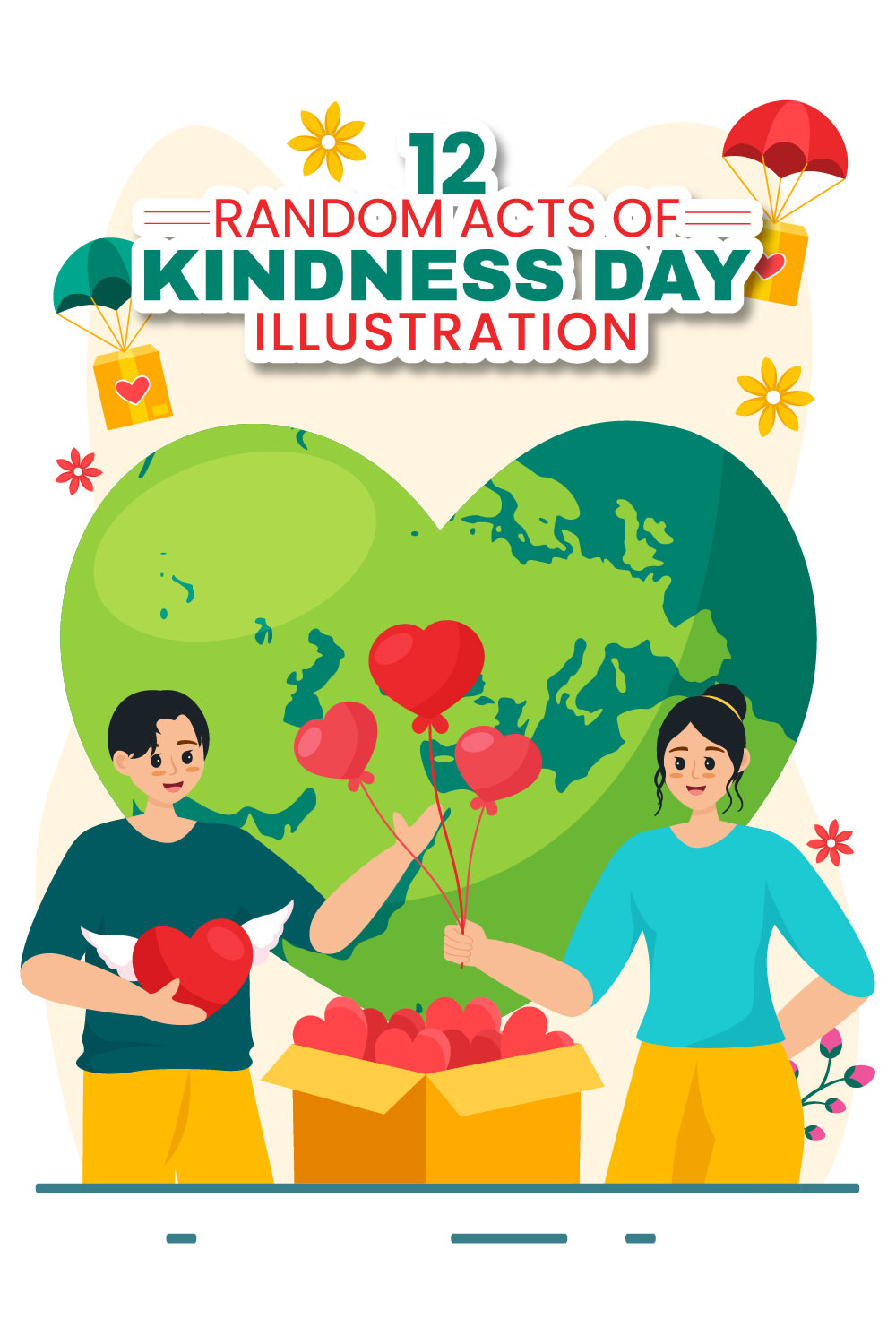 12 Random Acts of Kindness Illustration pinterest preview image.