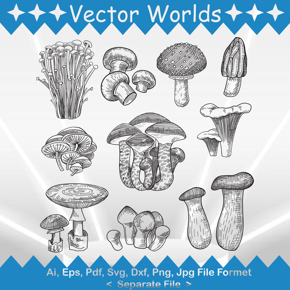 Mushrooms SVG Vector Design cover image.