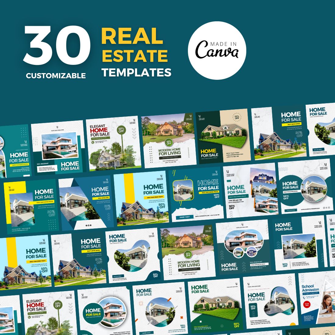 Real Estate Canva Flyer Bundle preview image.