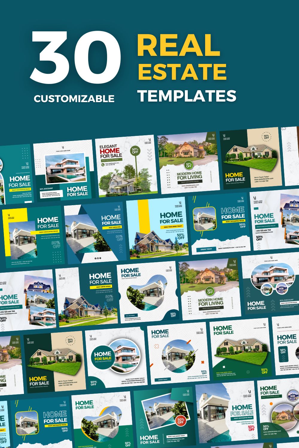 Real Estate Canva Flyer Bundle pinterest preview image.